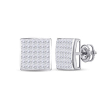  14k White Gold Womens Princess Diamond Square Earrings 1 Cttw