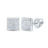 14k White Gold Womens Princess Diamond Square Earrings 1-1/2 Cttw