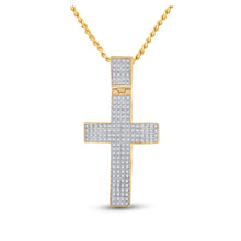  10k Yellow Gold Mens Round Diamond Cross Charm Pendant 1/2 Cttw