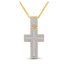  10k Yellow Gold Mens Round Diamond Cross Charm Pendant 1/2 Cttw