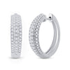 10k White Gold Womens Round Diamond Hoop Earrings 1 Cttw