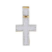  10k Yellow Gold Mens Round Diamond Cross Charm Pendant 1 Cttw