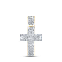  10k Yellow Gold Mens Round Diamond Cross Charm Pendant 1 Cttw