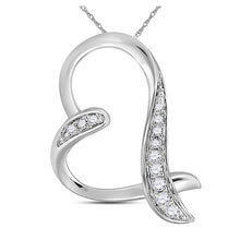  10k White Gold Womens Round Diamond Heart Pendant 1/20 Cttw