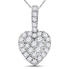 14k White Gold Womens Round Diamond Heart Pendant 1/3 Cttw