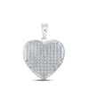 10k White Gold Womens Round Diamond Heart Pendant 1/4 Cttw
