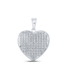  10k White Gold Womens Round Diamond Heart Pendant 1/4 Cttw