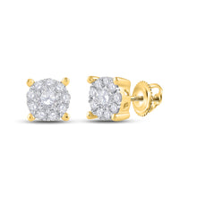  14k Yellow Gold Womens Round Diamond Cluster Earrings 1/3 Cttw