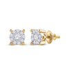 14k Yellow Gold Womens Round Diamond Cluster Earrings 1/2 Cttw
