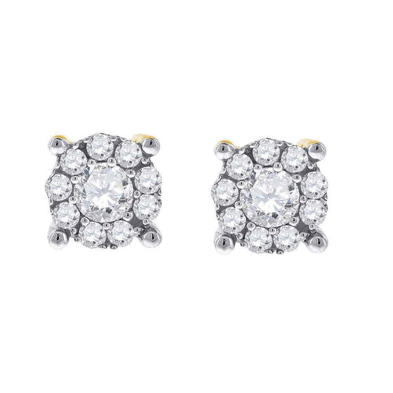 14k White Gold Womens Round Diamond Cluster Earrings 1/2 Cttw