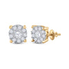 14k Yellow Gold Womens Round Diamond Halo Earrings 3/4 Cttw