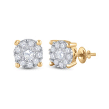  14k Yellow Gold Womens Round Diamond Halo Earrings 3/4 Cttw