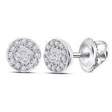  14k White Gold Womens Princess Diamond Cluster Earrings 1/6 Cttw