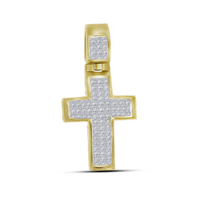  10k Yellow Gold Mens Princess Diamond Cross Charm Pendant 5/8 Cttw