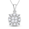 14k White Gold Womens Princess Diamond Cluster Pendant 1/6 Cttw