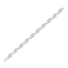  10k White Gold Womens Round Diamond Infinity Heart Bracelet 1/6 Cttw