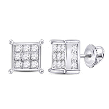  14k White Gold Womens Princess Diamond Square Earrings 2 Cttw