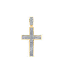  10k Yellow Gold Mens Round Diamond Cross Charm Pendant 1/2 Cttw