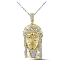  10k Yellow Gold Mens Round Diamond Jesus Charm Pendant 1-5/8 Cttw