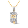 10k Yellow Gold Mens Round Diamond Jesus Face Charm Pendant 1/3 Cttw