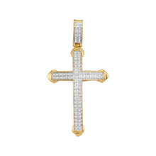  10k Yellow Gold Mens Round Diamond Cross Charm Pendant 1/4 Cttw
