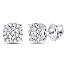 10k White Gold Womens Round Diamond Fashion Cluster Earrings 1/4 Cttw