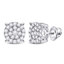  10k White Gold Womens Round Diamond Cluster Earrings 1 Cttw