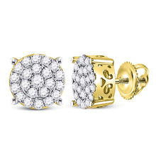  10k Yellow Gold Womens Round Diamond Cluster Earrings 1/2 Cttw