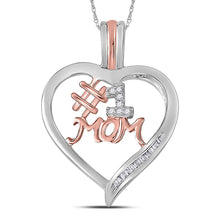  Sterling Silver Womens Round Diamond #1 Mom Heart Pendant 1/10 Cttw