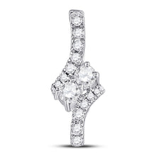  14k White Gold Womens Round Diamond Bypass 2-stone Pendant 1/4 Cttw