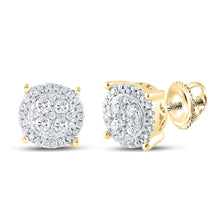  10k Yellow Gold Womens Round Diamond Cluster Earrings 1/4 Cttw
