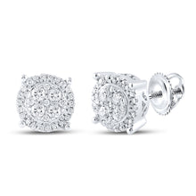  10k White Gold Womens Round Diamond Cluster Earrings 1/4 Cttw