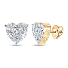  10k Yellow Gold Womens Round Diamond Heart Earrings 3/4 Cttw