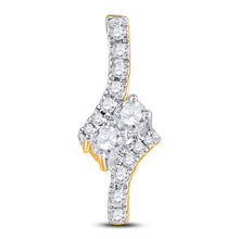  14k Yellow Gold Womens Round Diamond Fashion 2-stone Pendant 1/4 Cttw