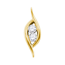  14k Yellow Gold Womens Round Diamond Bypass 2-stone Pendant 1/4 Cttw