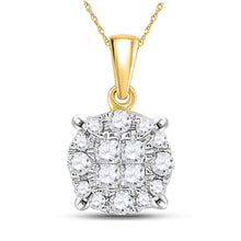  14k Yellow Gold Womens Princess Diamond Cluster Pendant 1/6 Cttw