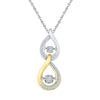 10k Tri-Tone Gold Womens Moving Round Diamond Teardrop Pendant 1/6 Cttw