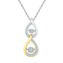  10k Tri-Tone Gold Womens Moving Round Diamond Teardrop Pendant 1/6 Cttw