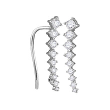  10k White Gold Womens Round Diamond Climber Earrings 1/2 Cttw