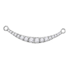  10k White Gold Womens Round Diamond Curved Graduated Bar Pendant Necklace 1/4 Cttw