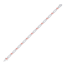  10k White Gold Womens Round Diamond Rose-tone Rope Bracelet 1 Cttw