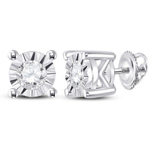  10k White Gold Womens Round Diamond Solitaire Stud Earrings 1/4 Cttw