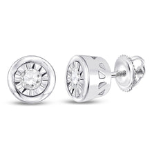  10k White Gold Womens Round Diamond Solitaire Stud Earrings 1/10 Cttw