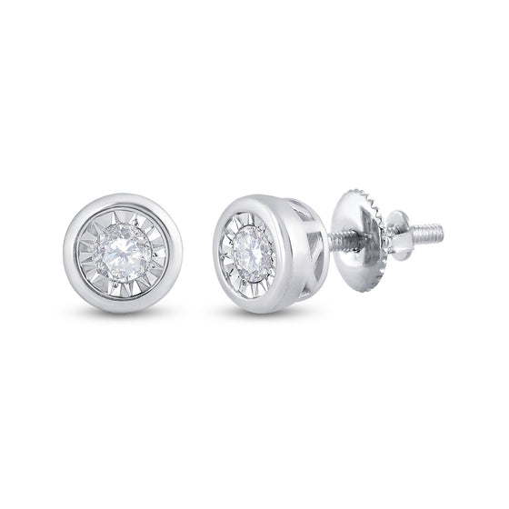 10k White Gold Womens Round Diamond Solitaire Stud Earrings 1/4 Cttw