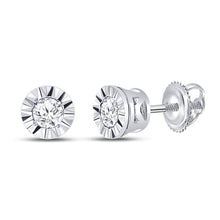  10k White Gold Womens Round Diamond Solitaire Illusion-set Stud Earrings 1/10 Cttw