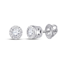  10k White Gold Womens Round Diamond Solitaire Stud Earrings 1/4 Cttw