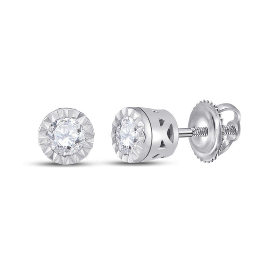 10k White Gold Womens Round Diamond Solitaire Stud Earrings 1/4 Cttw