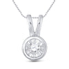 10k White Gold Womens Round Diamond Solitaire Faceted Framed Pendant 1/10 Cttw