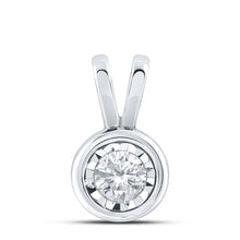  10k White Gold Womens Round Diamond Solitaire Pendant 1/4 Cttw