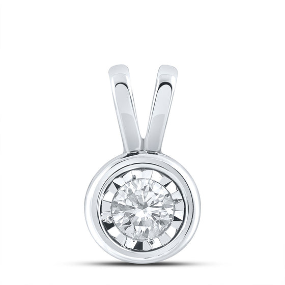 10k White Gold Womens Round Diamond Solitaire Pendant 1/4 Cttw